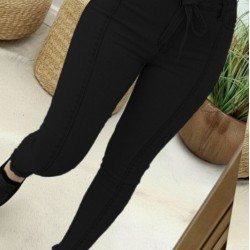  Kadın Yüksek Bel Belden Kuşaklı Yırtık Detaylı Kot Pantolon, 29591