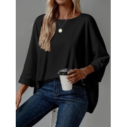 Kadın Truvakar Kollu Bisiklet Yaka Viskon Bluz , 29586