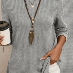 Kadın Uzun Kollu Yuvarlak Yaka Arkadan Düğmeli Waffle Bluz , 29601 Kadın Uzun Kollu Yuvarlak Yaka Arkadan Düğmeli Waffle Bluz , 29601