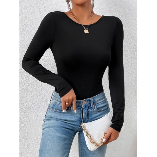 Kadın Uzun Kollu Bisiklet Yaka Süprem Bluz , 29604