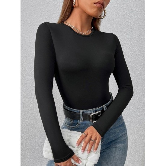 Kadın Uzun Kollu Bisiklet Yaka Süprem Bluz , 29604