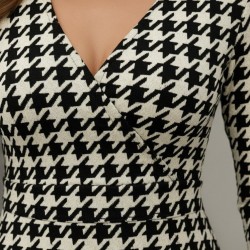 Kadın Uzun Kollu Kruvaze Yaka Kazayağı Mikro Mini Boy Elbise, 29623