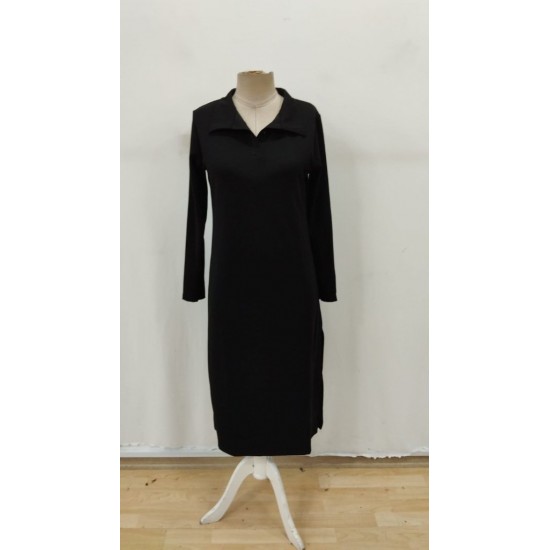 Kadın Uzun Kollu Yakalı Yandan Yırtmaçlı Midi Modal Elbise , 29627 Kadın Uzun Kollu Yakalı Yandan Yırtmaçlı Midi Modal Elbise , 29627