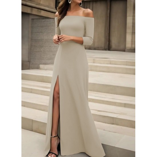 Kadın Uzun Kollu Madonna Yakalı Yırtmaç Detaylı Uzun Ithal Krep Elbise, 29639 Kadın Uzun Kollu Madonna Yakalı Yırtmaç Detaylı Uzun Ithal Krep Elbise, 29639