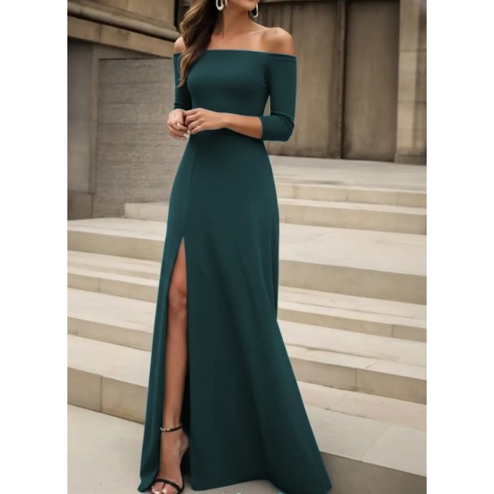 Kadın Uzun Kollu Madonna Yakalı Yırtmaç Detaylı Uzun Ithal Krep Elbise, 29638 Kadın Uzun Kollu Madonna Yakalı Yırtmaç Detaylı Uzun Ithal Krep Elbise, 29638