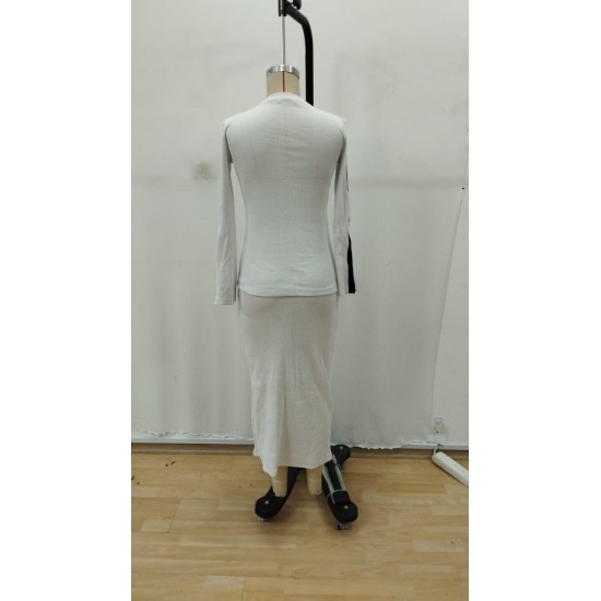 Kadın Uzun Kollu Bisiklet Yaka Kaşkorse Bluz Ve Yırtmaçlı Etek Ikili Takım , 29694