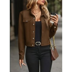 Kadın Uzun Kollu önden Düğmeli Kısa Süet Ceket , 29688