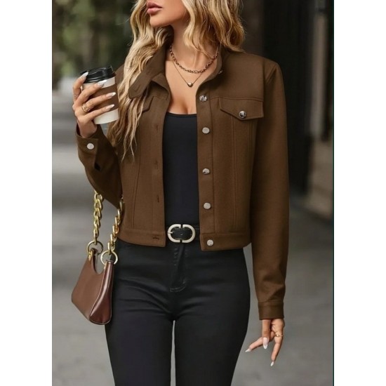 Kadın Uzun Kollu önden Düğmeli Kısa Süet Ceket , 29688