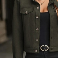 Kadın Uzun Kollu önden Düğmeli Kısa Süet Ceket , 29687