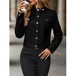 Kadın Uzun Kollu önden Düğmeli Kısa Süet Ceket , 29686 Kadın Uzun Kollu önden Düğmeli Kısa Süet Ceket , 29686