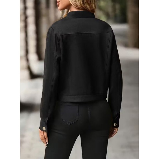 Kadın Uzun Kollu önden Düğmeli Kısa Süet Ceket , 29686