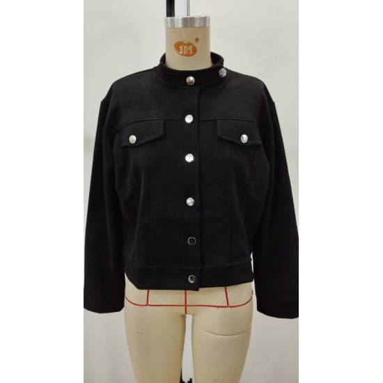 Kadın Uzun Kollu önden Düğmeli Kısa Süet Ceket , 29686