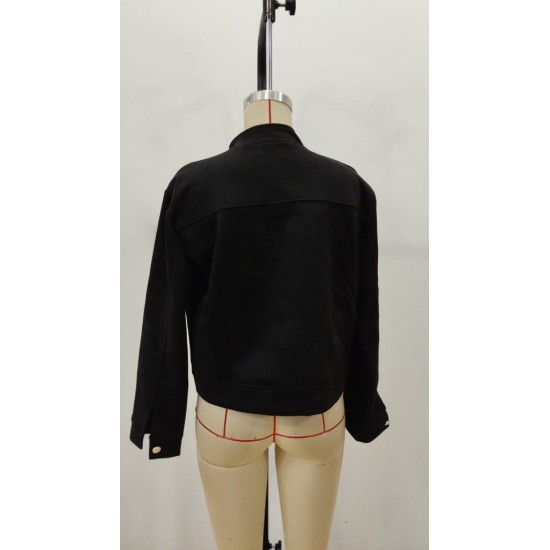 Kadın Uzun Kollu önden Düğmeli Kısa Süet Ceket , 29686