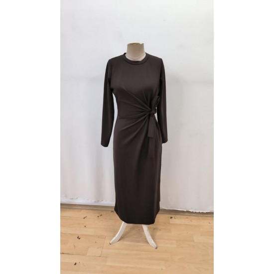 Kadın Uzun Kollu Bisiklet Yaka Yandan Bağlamalı Uzun Modal Elbise, 29682 Kadın Uzun Kollu Bisiklet Yaka Yandan Bağlamalı Uzun Modal Elbise, 29682