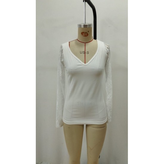 Kadın Uzun Kollu Dantelli Dekolte Detaylı Dalgıç Bluz , 29677