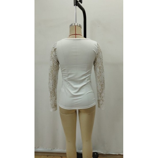 Kadın Uzun Kollu Dantelli Dekolte Detaylı Dalgıç Bluz , 29677