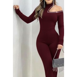 Kadın Tek Omuzdan Açık Balıkçı Yaka Taş Detaylı Uzun Ithal Krep Tulum , 29673 Kadın Tek Omuzdan Açık Balıkçı Yaka Taş Detaylı Uzun Ithal Krep Tulum , 29673