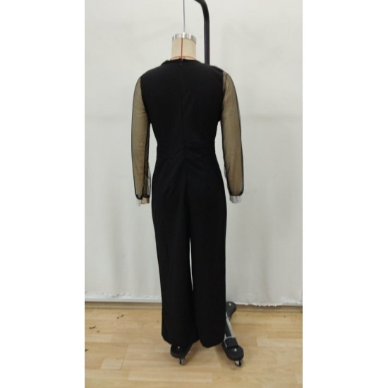 Kadın Uzun V Yakalı önden Pulpayet Detaylı Tüllü Uzun Ithal Krep Tulum, 29672