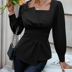 Kadın Uzun Kollu Geometrik Yakalı Belden Oturmalı Ithal Krep Bluz , 29669 Kadın Uzun Kollu Geometrik Yakalı Belden Oturmalı Ithal Krep Bluz , 29669