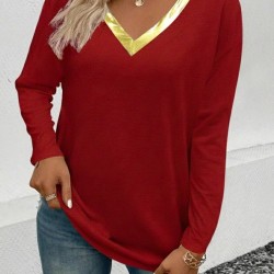 Kadın Uzun Kollu V Parlak Yaka Detaylı Viskon Bluz , 29650 Kadın Uzun Kollu V Parlak Yaka Detaylı Viskon Bluz , 29650