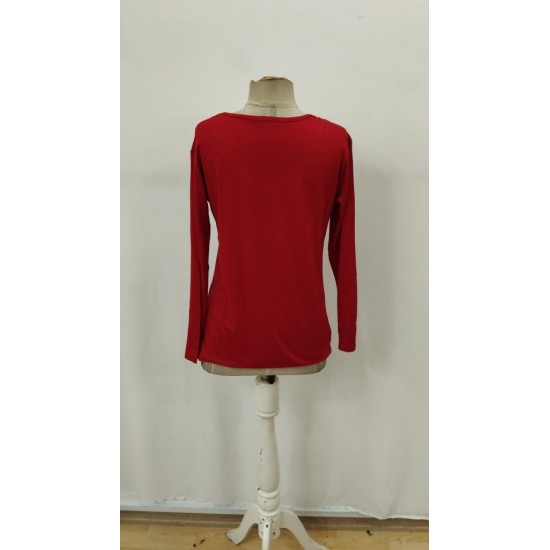 Kadın Uzun Kollu V Parlak Yaka Detaylı Viskon Bluz , 29650