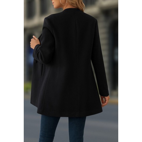 Kadın Uzun Kollu Hakim Yakalı önden Düğmeli Cep Detaylı Kısa Kaşe Kaban, 29616