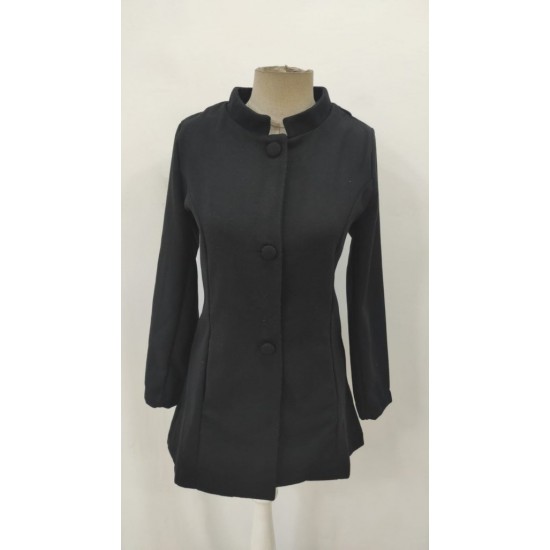 Kadın Uzun Kollu Hakim Yakalı önden Düğmeli Cep Detaylı Kısa Kaşe Kaban, 29616