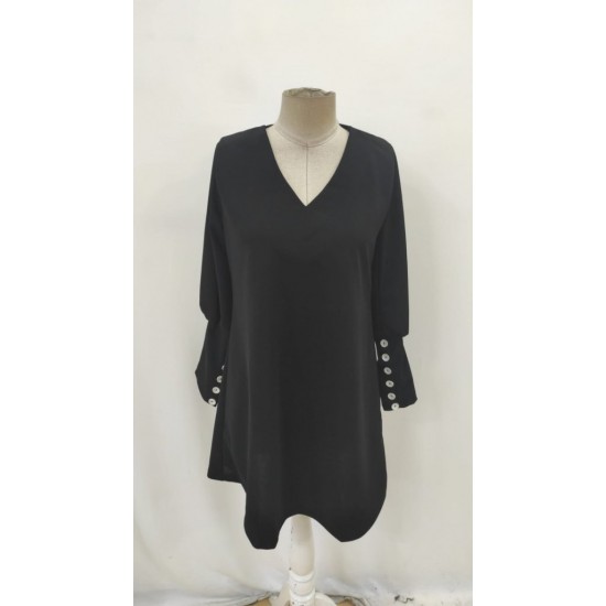 Kadın Uzun Kollu V Yakalı Kısa Ithal Krep Elbise , 29702 Kadın Uzun Kollu V Yakalı Kısa Ithal Krep Elbise , 29702