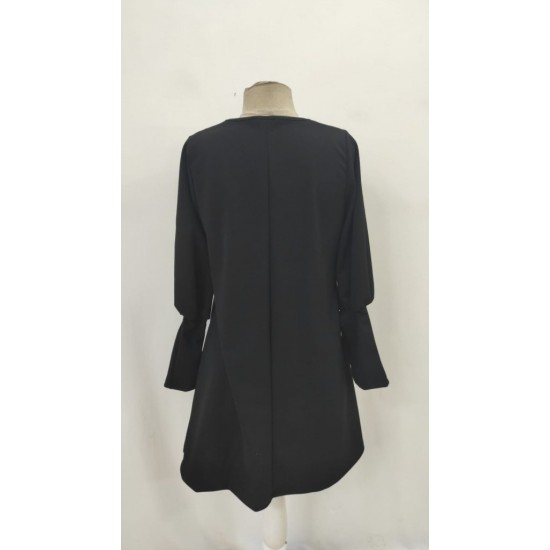 Kadın Uzun Kollu V Yakalı Kısa Ithal Krep Elbise , 29702 Kadın Uzun Kollu V Yakalı Kısa Ithal Krep Elbise , 29702