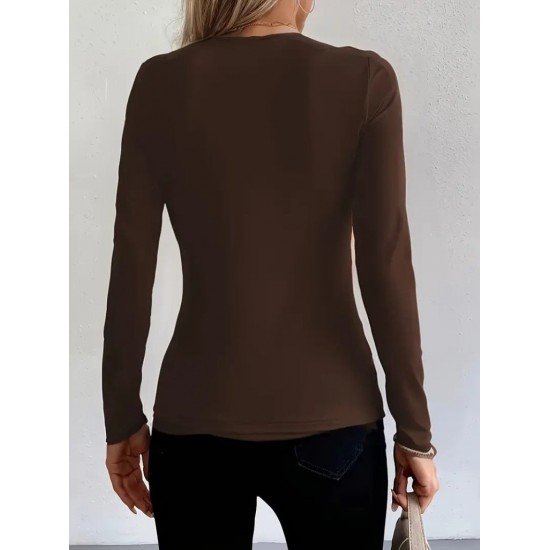 Kadın Uzun Kollu Yakadan Halka Detaylı Viskon Bluz, 29727