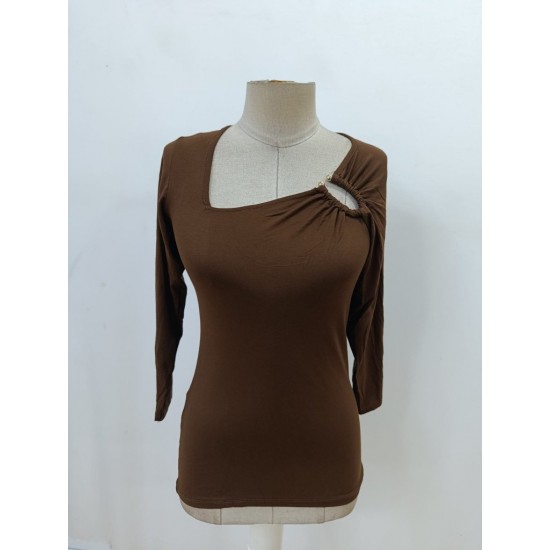 Kadın Uzun Kollu Yakadan Halka Detaylı Viskon Bluz, 29727