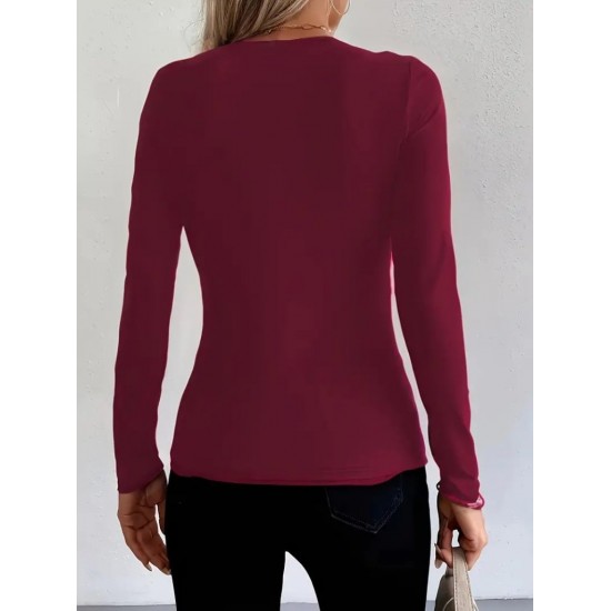 Kadın Uzun Kollu Yakadan Halka Detaylı Viskon Bluz, 29726