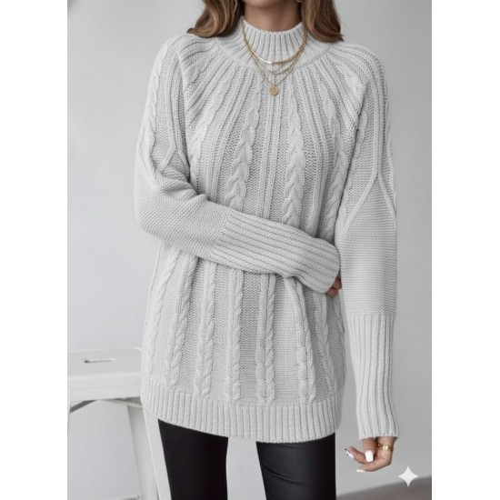 Kadın Uzun Kollu Yarı Balıkçı Yaka Triko Bluz , 29721