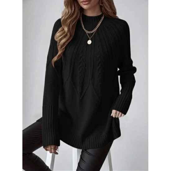 Kadın Uzun Kollu Yarı Balıkçı Yaka Triko Bluz , 29720