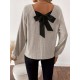 Kadın Uzun Kollu V Yakalı Arkadan Kurdela Detaylı şardonlu Kaşkorse Bluz, 29715