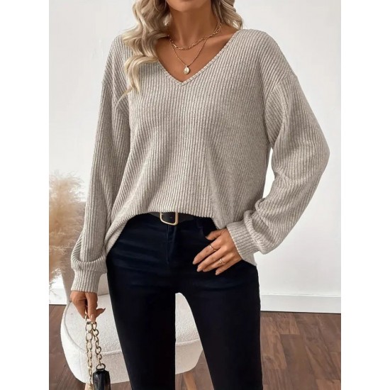 Kadın Uzun Kollu V Yakalı Arkadan Kurdela Detaylı şardonlu Kaşkorse Bluz, 29715