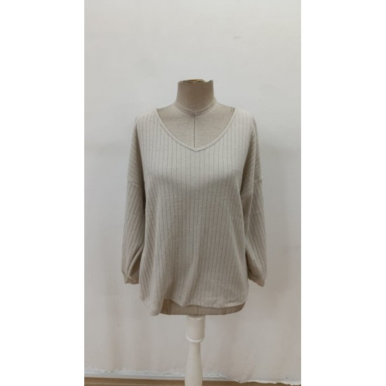 Kadın Uzun Kollu V Yakalı Arkadan Kurdela Detaylı şardonlu Kaşkorse Bluz, 29715