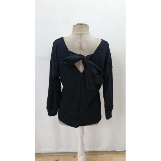 Kadın Uzun Kollu V Yakalı Arkadan Kurdela Detaylı şardonlu Kaşkorse Bluz , 29714