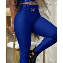 Kadın Yüksek Bel Belden Toka Detaylı Dalgıç Tayt , 29706