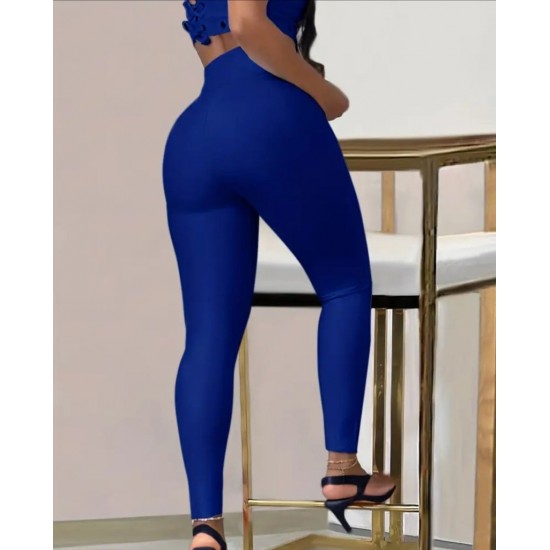 Kadın Yüksek Bel Belden Toka Detaylı Dalgıç Tayt , 29706