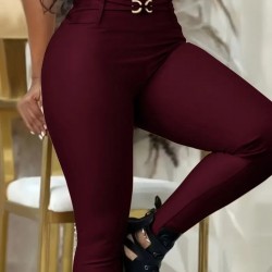 Kadın Yüksek Bel Belden Toka Detaylı Dalgıç Tayt , 29705