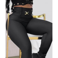 Kadın Yüksek Bel Belden Toka Detaylı Dalgıç Tayt , 29704