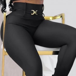 Kadın Yüksek Bel Belden Toka Detaylı Dalgıç Tayt , 29704