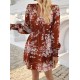 Kadın Uzun Kollu Kruvaze Yakalı çiçek Desenli Mini Süprem Elbise , 29744 Kadın Uzun Kollu Kruvaze Yakalı çiçek Desenli Mini Süprem Elbise , 29744