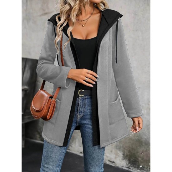 Kadın Uzun Kollu Kapşonlu çift Renkli şardonlu Iki Iplik Ceket, 29742 Kadın Uzun Kollu Kapşonlu çift Renkli şardonlu Iki Iplik Ceket, 29742