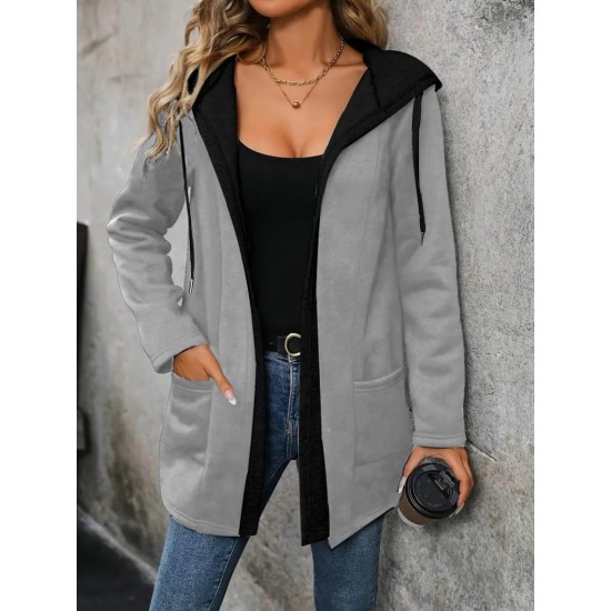 Kadın Uzun Kollu Kapşonlu çift Renkli şardonlu Iki Iplik Ceket, 29742 Kadın Uzun Kollu Kapşonlu çift Renkli şardonlu Iki Iplik Ceket, 29742