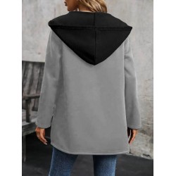 Kadın Uzun Kollu Kapşonlu çift Renkli şardonlu Iki Iplik Ceket, 29742