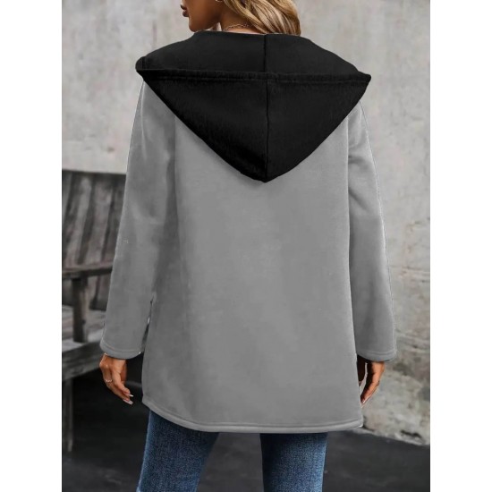 Kadın Uzun Kollu Kapşonlu çift Renkli şardonlu Iki Iplik Ceket, 29742 Kadın Uzun Kollu Kapşonlu çift Renkli şardonlu Iki Iplik Ceket, 29742