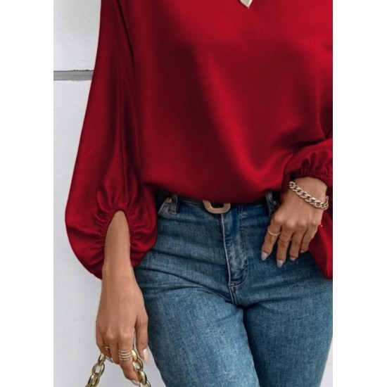 Kadın Tek Omuzu Açık Uzun Kollu Salaş Sandy Bluz , 29737