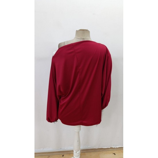 Kadın Tek Omuzu Açık Uzun Kollu Salaş Sandy Bluz , 29737